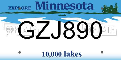 GZJ890 Minnesota License Plate
