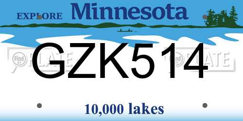 GZK514 Minnesota License Plate