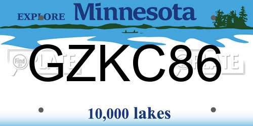 GZKC86 Minnesota License Plate