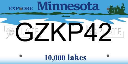 GZKP42 Minnesota License Plate