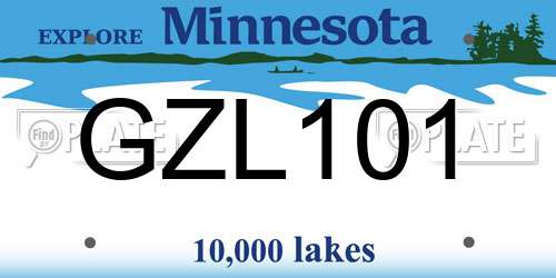 GZL101 Minnesota License Plate