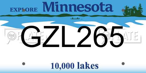 GZL265 Minnesota License Plate