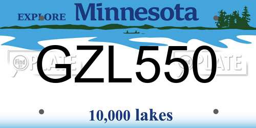 GZL550 Minnesota License Plate