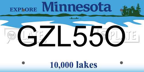 GZL55O Minnesota License Plate