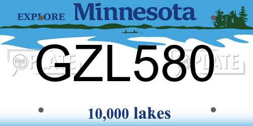 GZL580 Minnesota License Plate