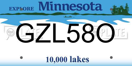 GZL58O Minnesota License Plate