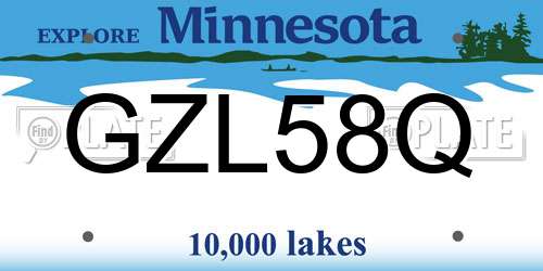 GZL58Q Minnesota License Plate