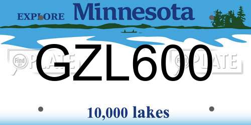 GZL600 Minnesota License Plate