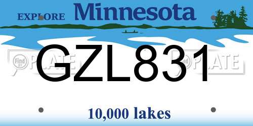 GZL831 Minnesota License Plate