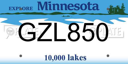 GZL850 Minnesota License Plate
