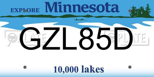 GZL85D Minnesota License Plate