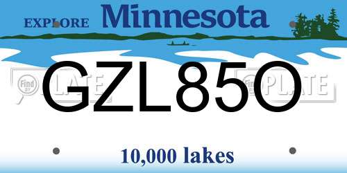 GZL85O Minnesota License Plate