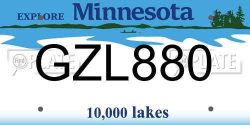 GZL880 Minnesota License Plate