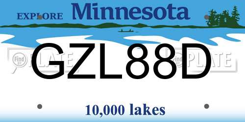 GZL88D Minnesota License Plate