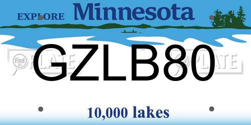 GZLB80 Minnesota License Plate