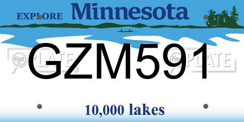 GZM591 Minnesota License Plate