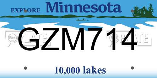 GZM714 Minnesota License Plate