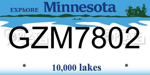GZM7802 Minnesota License Plate