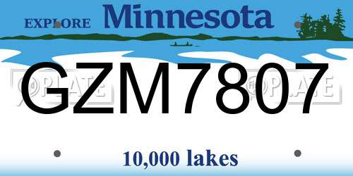 GZM7807 Minnesota License Plate