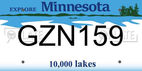 GZN159 Minnesota License Plate