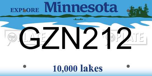 GZN212 Minnesota License Plate