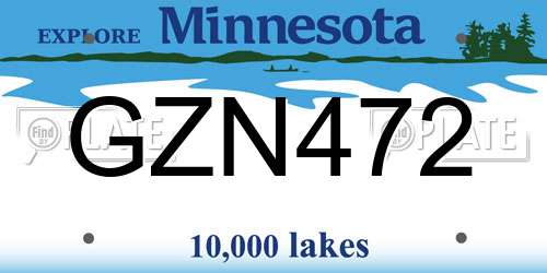 GZN472 Minnesota License Plate
