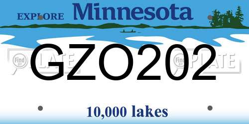 GZO202 Minnesota License Plate