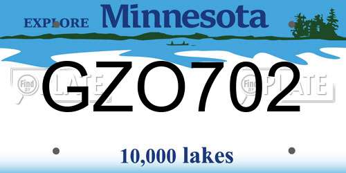 GZO702 Minnesota License Plate