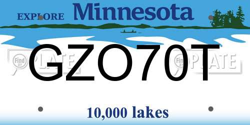 GZO70T Minnesota License Plate