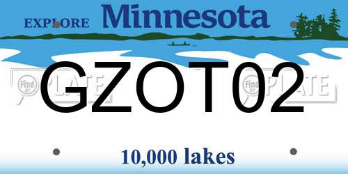 GZOT02 Minnesota License Plate