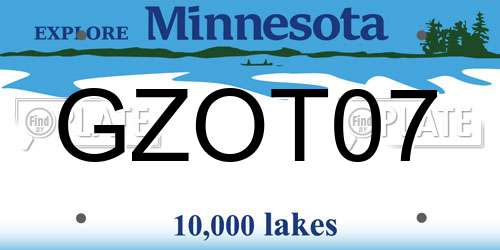 GZOT07 Minnesota License Plate