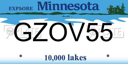 GZOV55 Minnesota License Plate