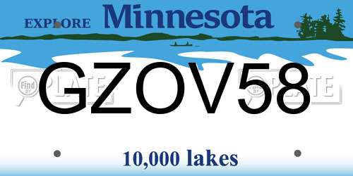 GZOV58 Minnesota License Plate