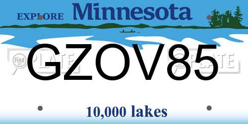 GZOV85 Minnesota License Plate