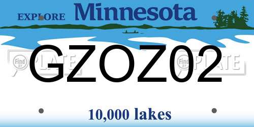 GZOZ02 Minnesota License Plate