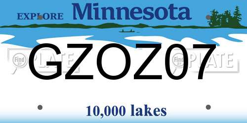 GZOZ07 Minnesota License Plate