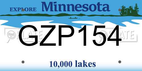 GZP154 Minnesota License Plate