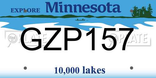 GZP157 Minnesota License Plate