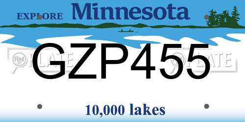 GZP455 Minnesota License Plate