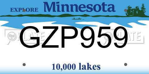 GZP959 Minnesota License Plate