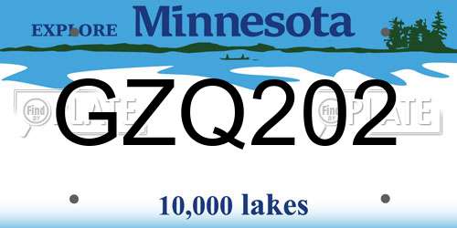 GZQ202 Minnesota License Plate