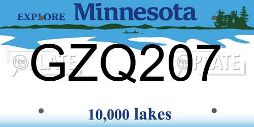 GZQ207 Minnesota License Plate