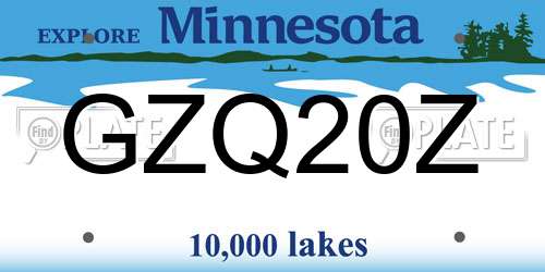 GZQ20Z Minnesota License Plate