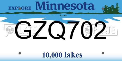 GZQ702 Minnesota License Plate
