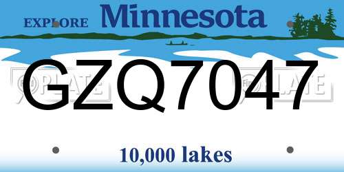 GZQ7047 Minnesota License Plate