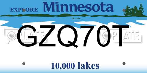 GZQ70T Minnesota License Plate
