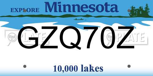 GZQ70Z Minnesota License Plate