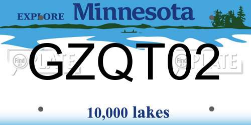GZQT02 Minnesota License Plate