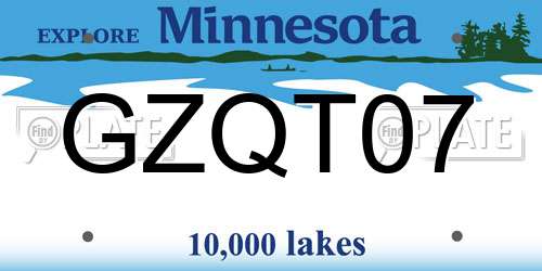 GZQT07 Minnesota License Plate