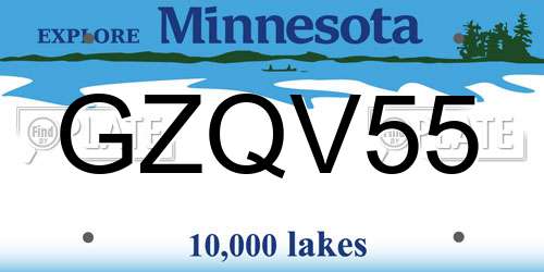 GZQV55 Minnesota License Plate